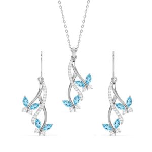 Clara 925 Sterling Silver Butterfly Pendant Earring Chain Bracelet Ring Jewellery Set | Rhodium Plated, Swiss Zirconia | Gift for Women & Girls